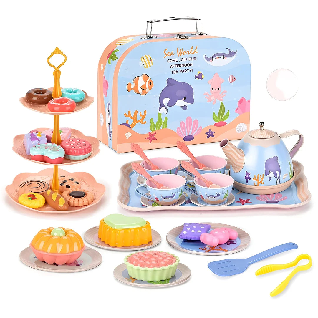 Unicorn Castle Pretend Tin Teapot Set